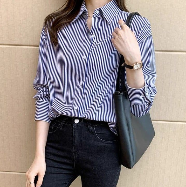 ブルベ夏/ブルベ冬服 ストライプ シャツ