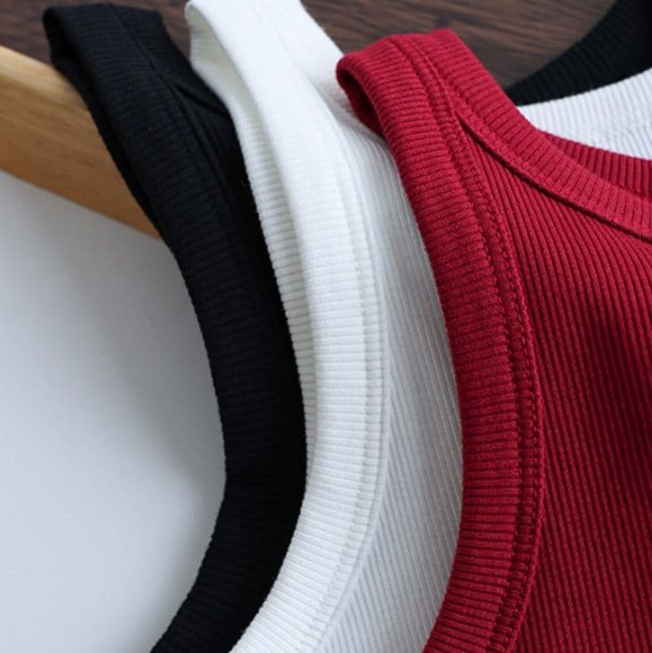 ブルベ夏/ブルベ冬服 リブ編み丸首ノースリーブトップス