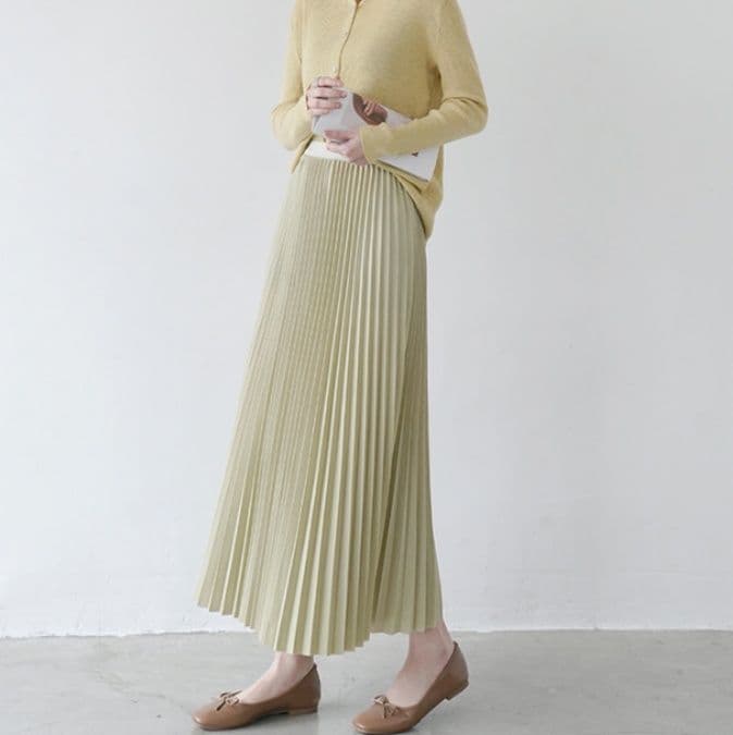 ブルベ夏/ブルベ冬服 優美なシルエット プリーツロングスカート