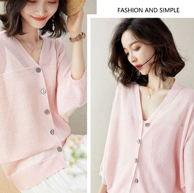 ブルベ夏/ブルベ冬服 透明感あふれる七分袖ニット