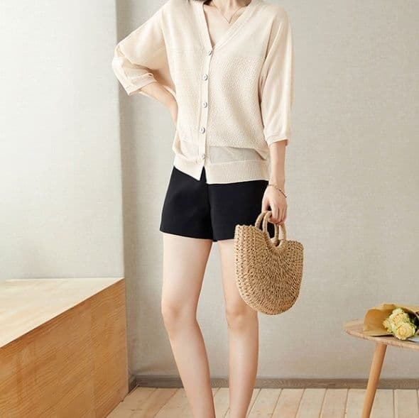 ブルベ夏/ブルベ冬服 透明感あふれる七分袖ニット