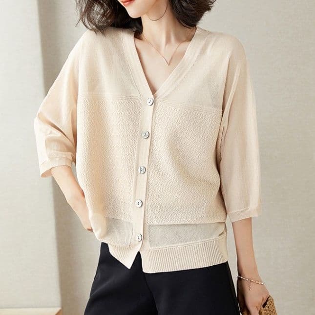 ブルベ夏/ブルベ冬服 透明感あふれる七分袖ニット