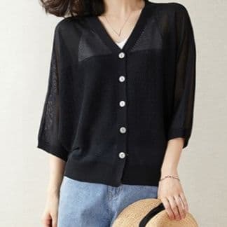 ブルベ夏/ブルベ冬服 透明感あふれる七分袖ニット