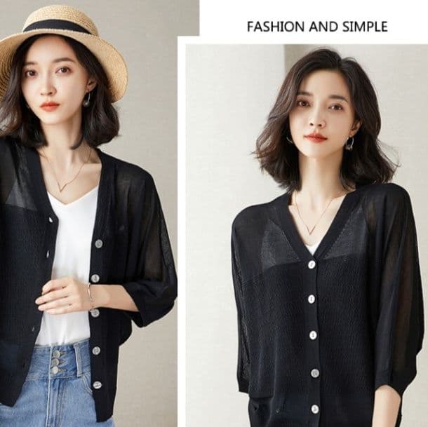 ブルベ夏/ブルベ冬服 透明感あふれる七分袖ニット