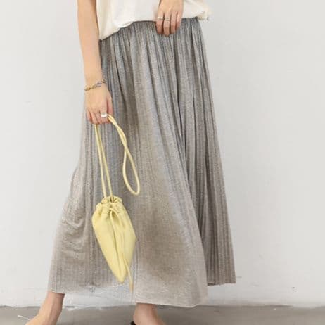 ブルベ夏/ブルベ冬服 優雅な揺れ感 ロングプリーツスカート