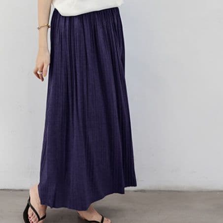ブルベ夏/ブルベ冬服 優雅な揺れ感 ロングプリーツスカート