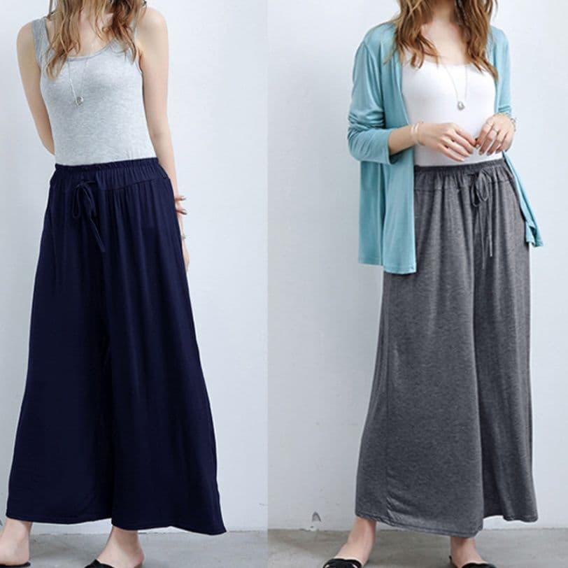 ブルベ夏/ブルベ冬服 ハイウエストワイドガチョウパンツ