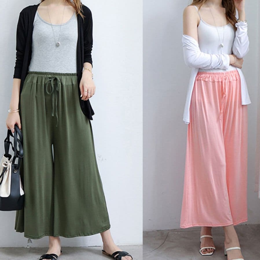 ブルベ夏/ブルベ冬服 ハイウエストワイドガチョウパンツ