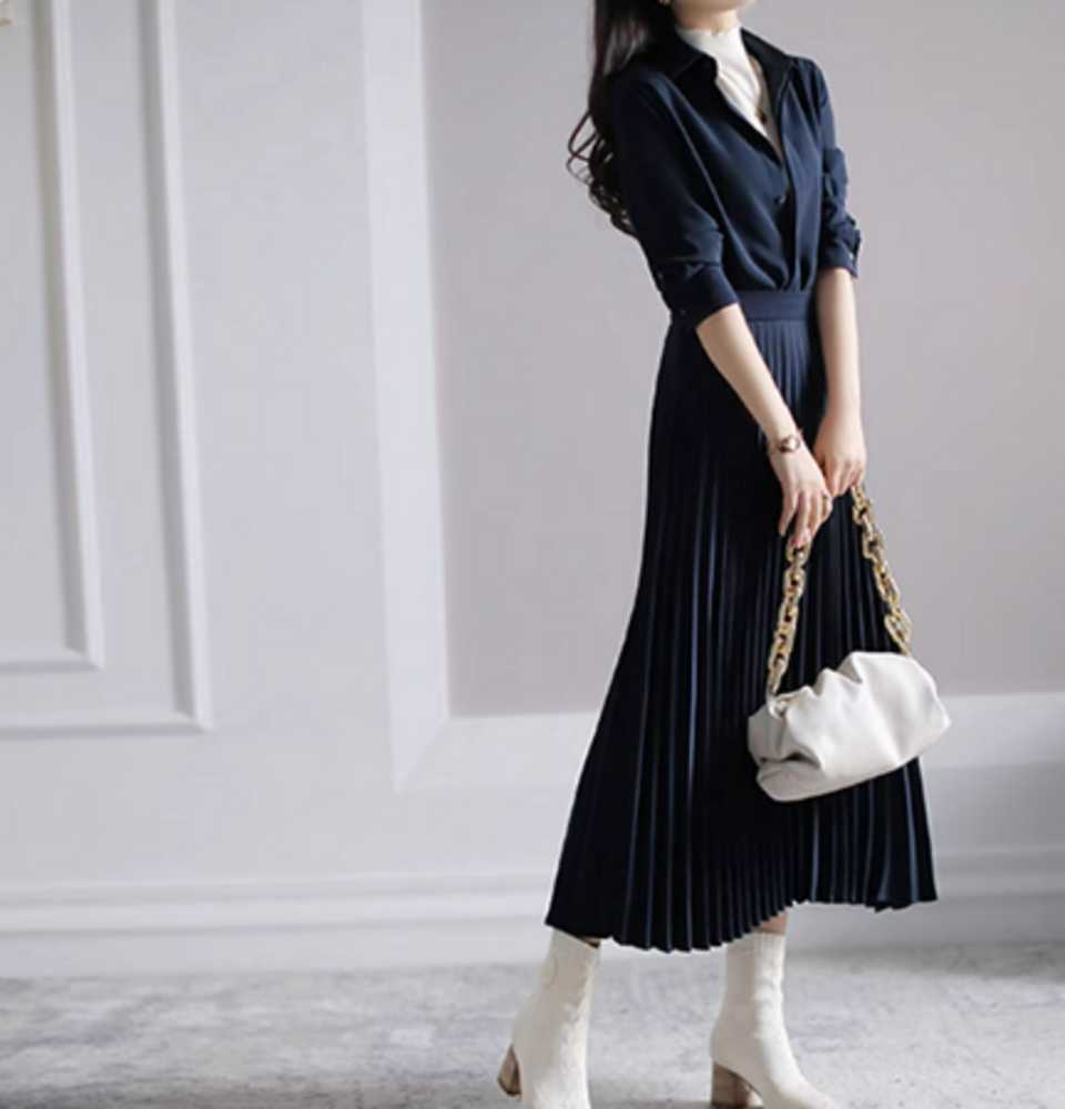 ブルベ冬服 長袖シャツプリーツワンピース