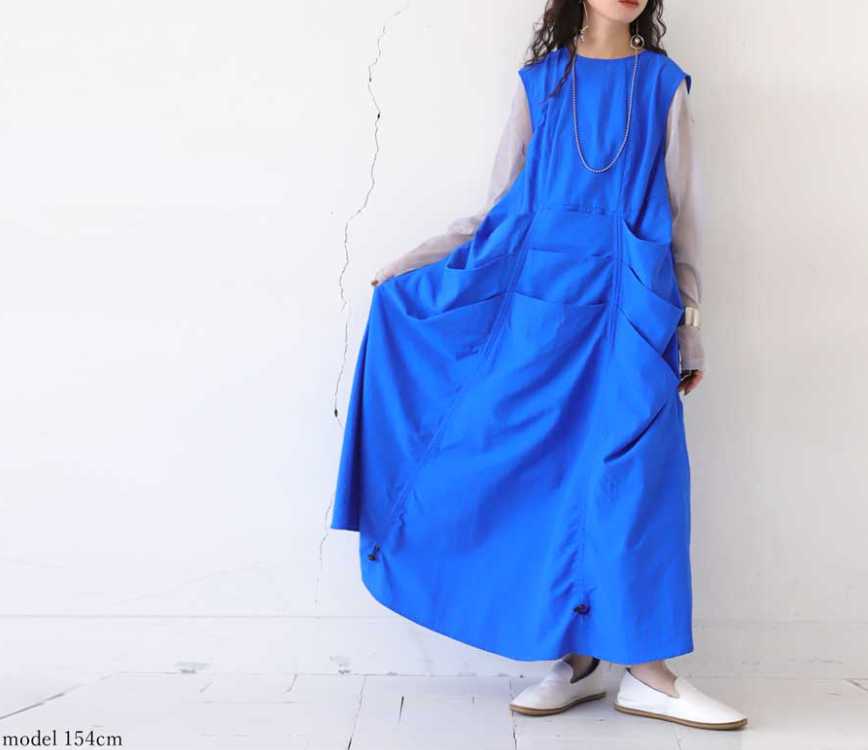 ブルベ冬服 ドレープギャザー ノースリーブワンピース