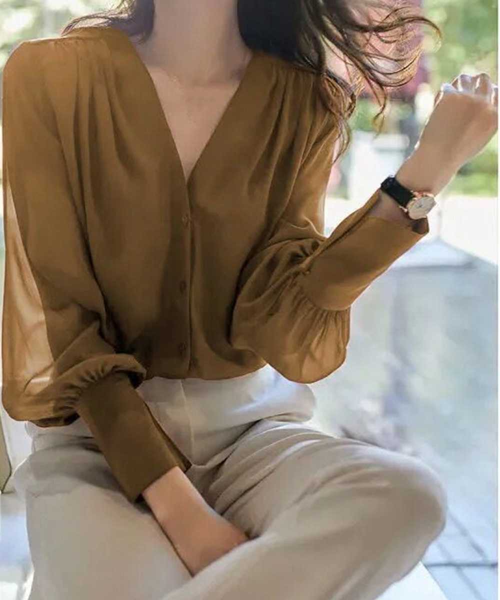 ブルベ夏/ブルベ冬服  シフォンブラウス 通勤きれいめ上品シャツ