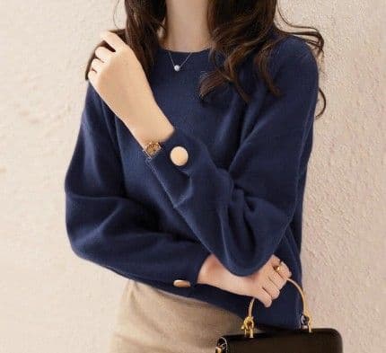 ブルベ夏/ブルベ冬服 クルーネック プルオーバーニット