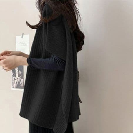 ブルベ夏/ブルベ冬服 リブ編みニットベスト レディース 重ね着ニット