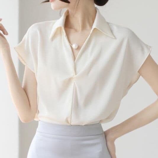 ブルベ夏/ブルベ冬服 レディース半袖シャツ通勤ブラウス
