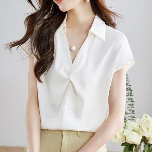ブルベ夏/ブルベ冬服 レディース半袖シャツ通勤ブラウス