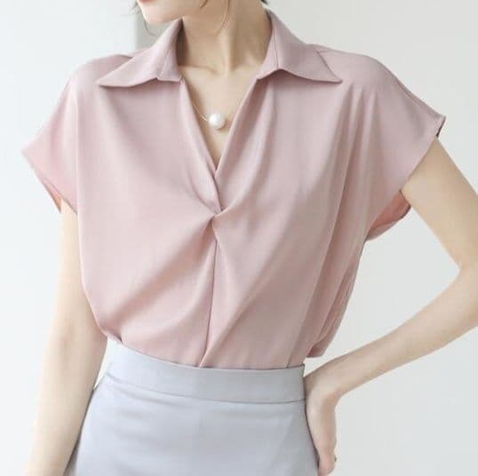 ブルベ夏/ブルベ冬服 レディース半袖シャツ通勤ブラウス