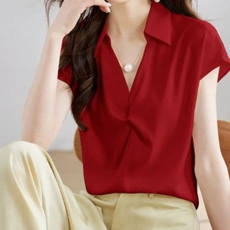 ブルベ夏/ブルベ冬服 レディース半袖シャツ通勤ブラウス