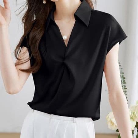 ブルベ夏/ブルベ冬服 レディース半袖シャツ通勤ブラウス