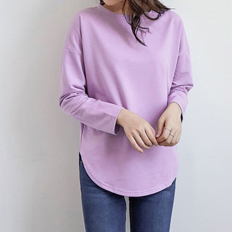 ブルベ夏/ブルベ冬服 サイドスリット入り体型カバーティーシャツ 重ね着対応