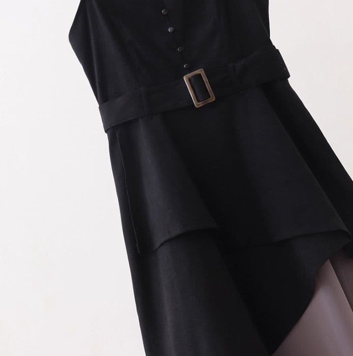 ブルベ冬服 アシンメトリー重ね切替ワンピース