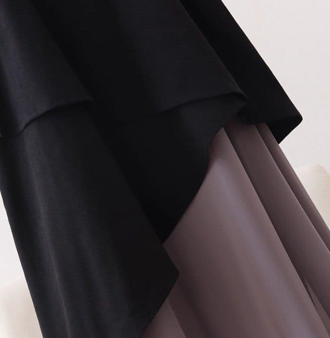 ブルベ冬服 アシンメトリー重ね切替ワンピース