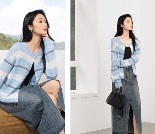 ブルベ夏/ブルベ冬服 優美シルエットカーディガン