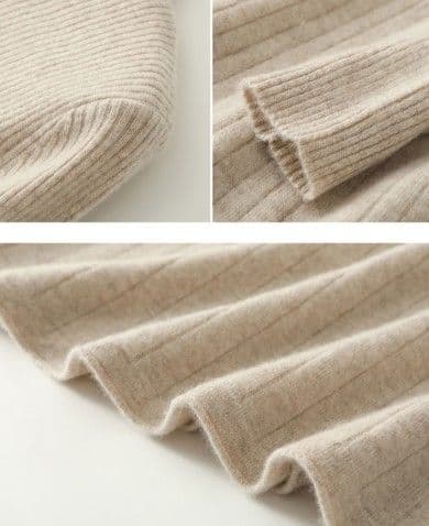 ブルベ夏/ブルベ冬服　縦リブ編みモックネック長袖ニットワンピース