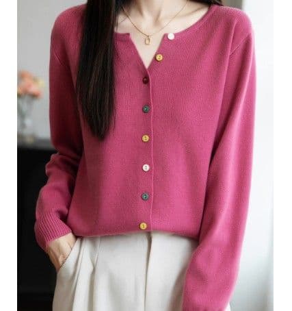 ブルベ夏/ブルベ冬服　マルチボタン配色カーディガン