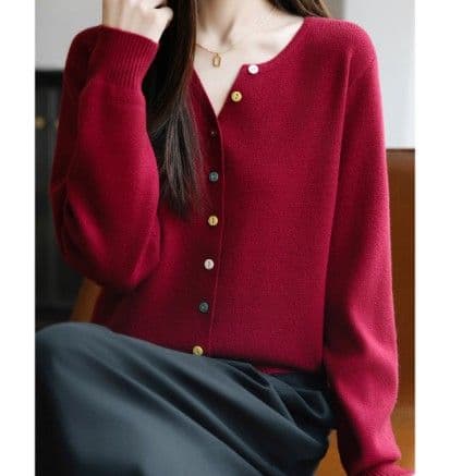 ブルベ夏/ブルベ冬服　マルチボタン配色カーディガン