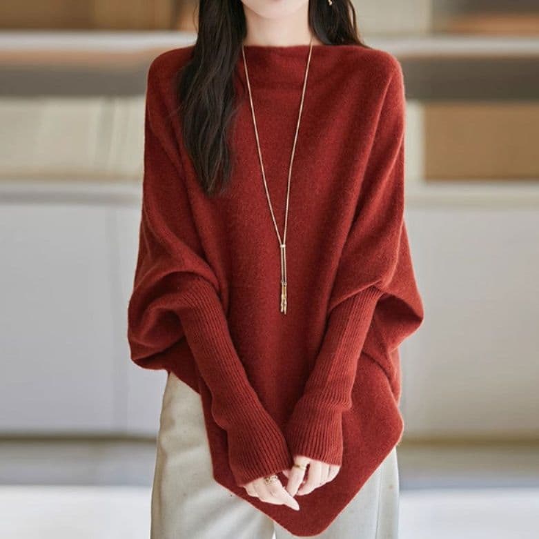 ブルベ夏/ブルベ冬服　袖口リブ切り替えゆったりオーバーサイズニット