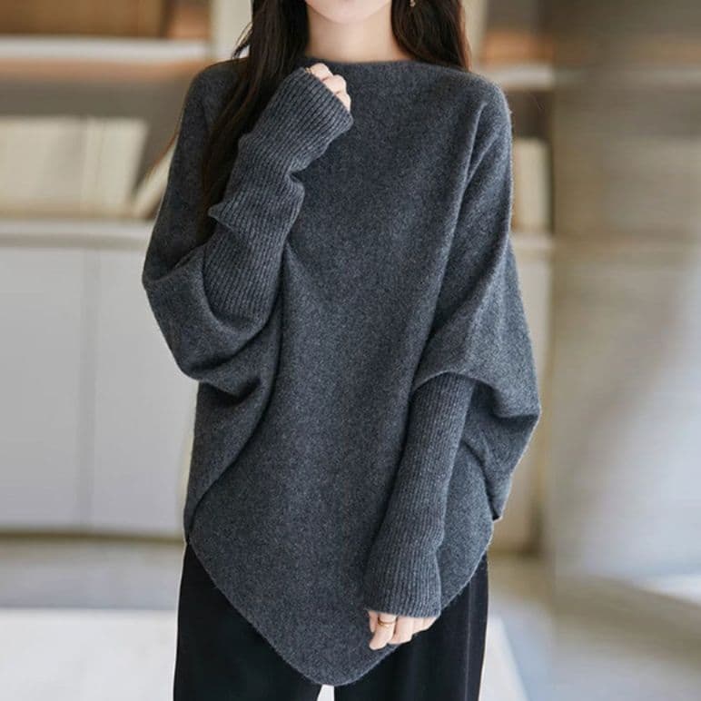 ブルベ夏/ブルベ冬服　袖口リブ切り替えゆったりオーバーサイズニット