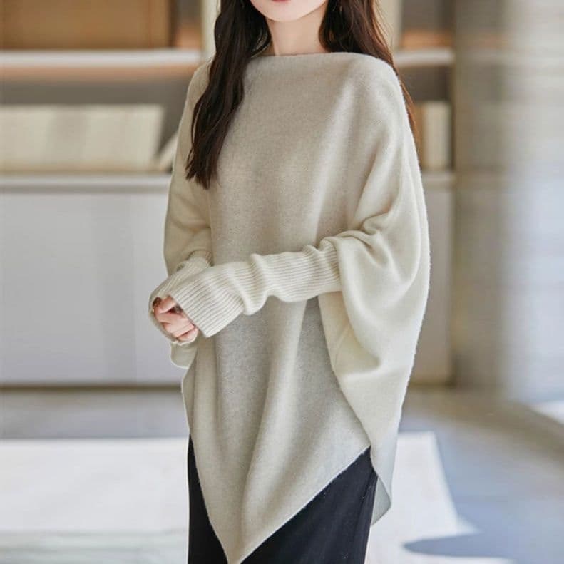 ブルベ夏/ブルベ冬服　袖口リブ切り替えゆったりオーバーサイズニット