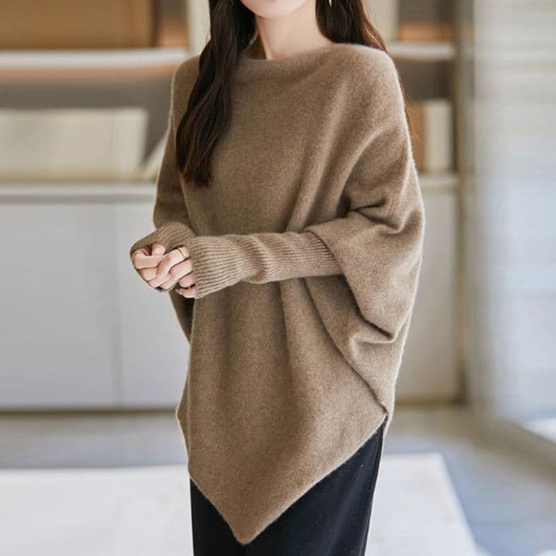 ブルベ夏/ブルベ冬服　袖口リブ切り替えゆったりオーバーサイズニット