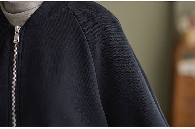 ブルベ夏/ブルベ冬服　丸襟フロントポケット付きジップアップブルゾン