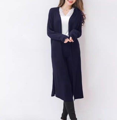 ブルベ夏/ブルベ冬服　上品なロング丈ニットカーディガン