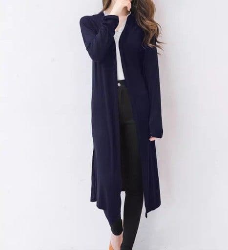 ブルベ夏/ブルベ冬服　上品なロング丈ニットカーディガン