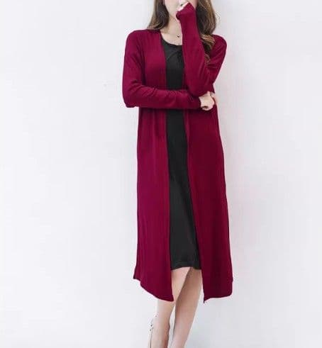 ブルベ夏/ブルベ冬服　上品なロング丈ニットカーディガン