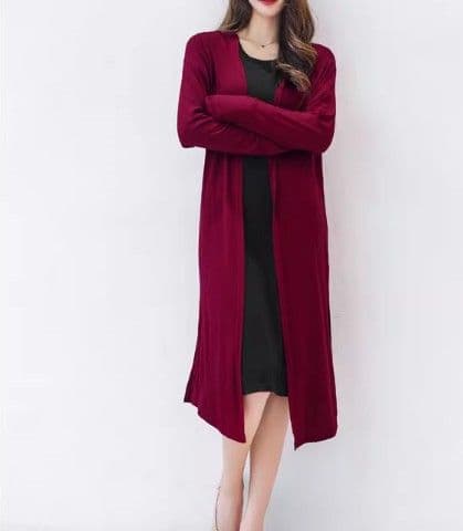 ブルベ夏/ブルベ冬服　上品なロング丈ニットカーディガン