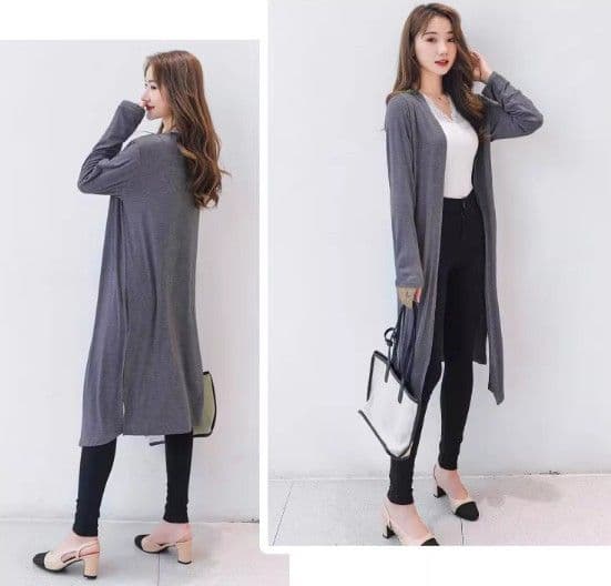 ブルベ夏/ブルベ冬服　上品なロング丈ニットカーディガン