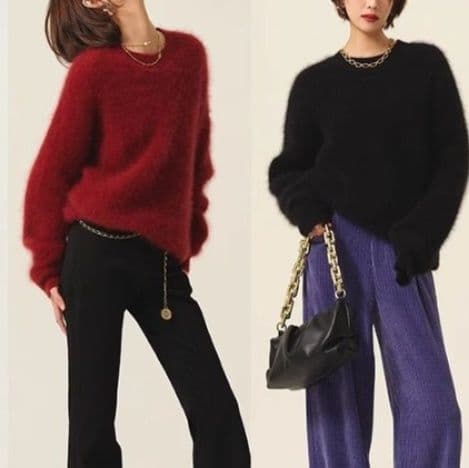 ブルベ夏/ブルベ冬服　ふんわりモヘア調ゆったりシルエットニット