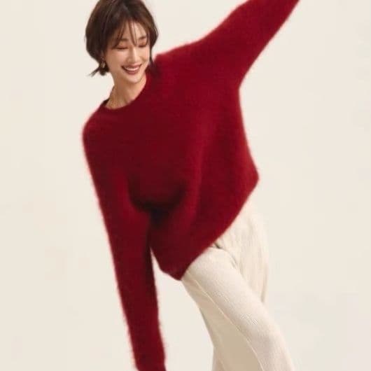 ブルベ夏/ブルベ冬服　ふんわりモヘア調ゆったりシルエットニット