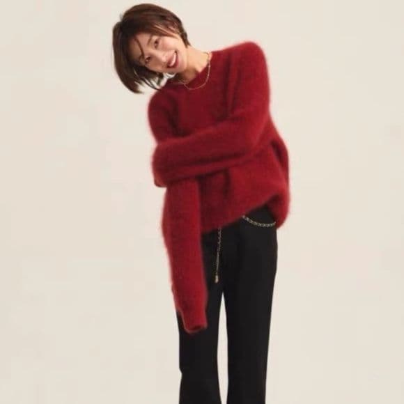 ブルベ夏/ブルベ冬服　ふんわりモヘア調ゆったりシルエットニット