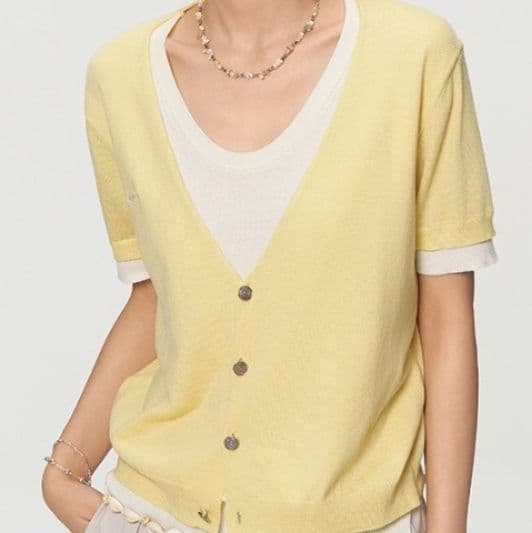 ブルベ夏/ブルベ冬服　軽やか半袖ニットカーディガン