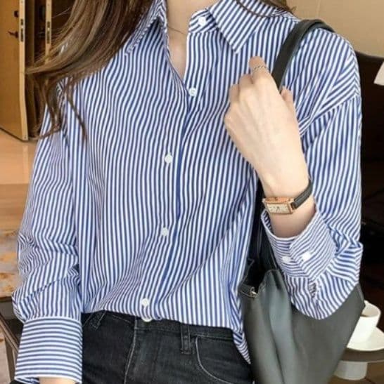 ブルベ夏/ブルベ冬服 ストライプ シャツ
