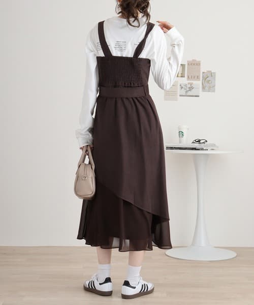 ブルベ冬服 アシンメトリー重ね切替ワンピース