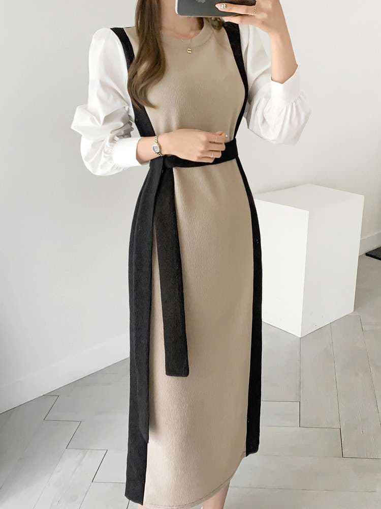 ブルベ夏/ブルベ冬服 フリル袖レイヤードワンピース