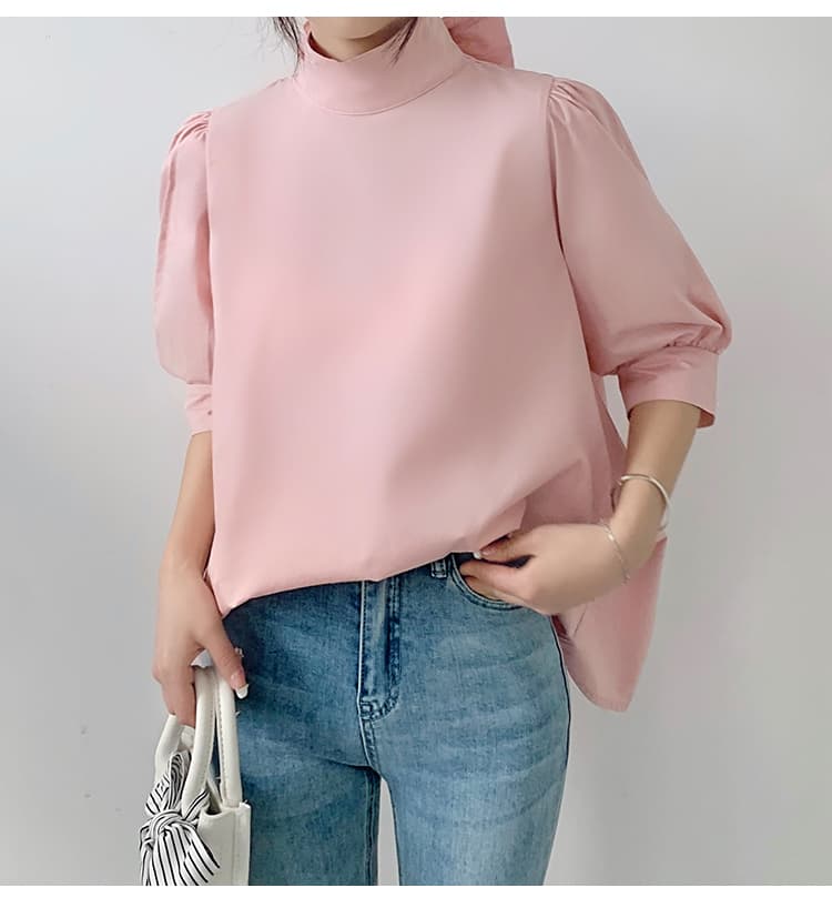 ブルベ夏/ブルベ冬服 優美リボン ハイネックブラウス