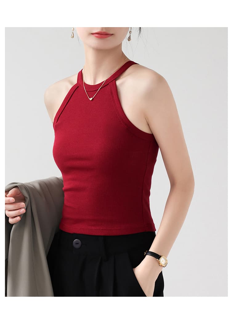 ブルベ夏/ブルベ冬服 すっきりホルターネックリブトップス