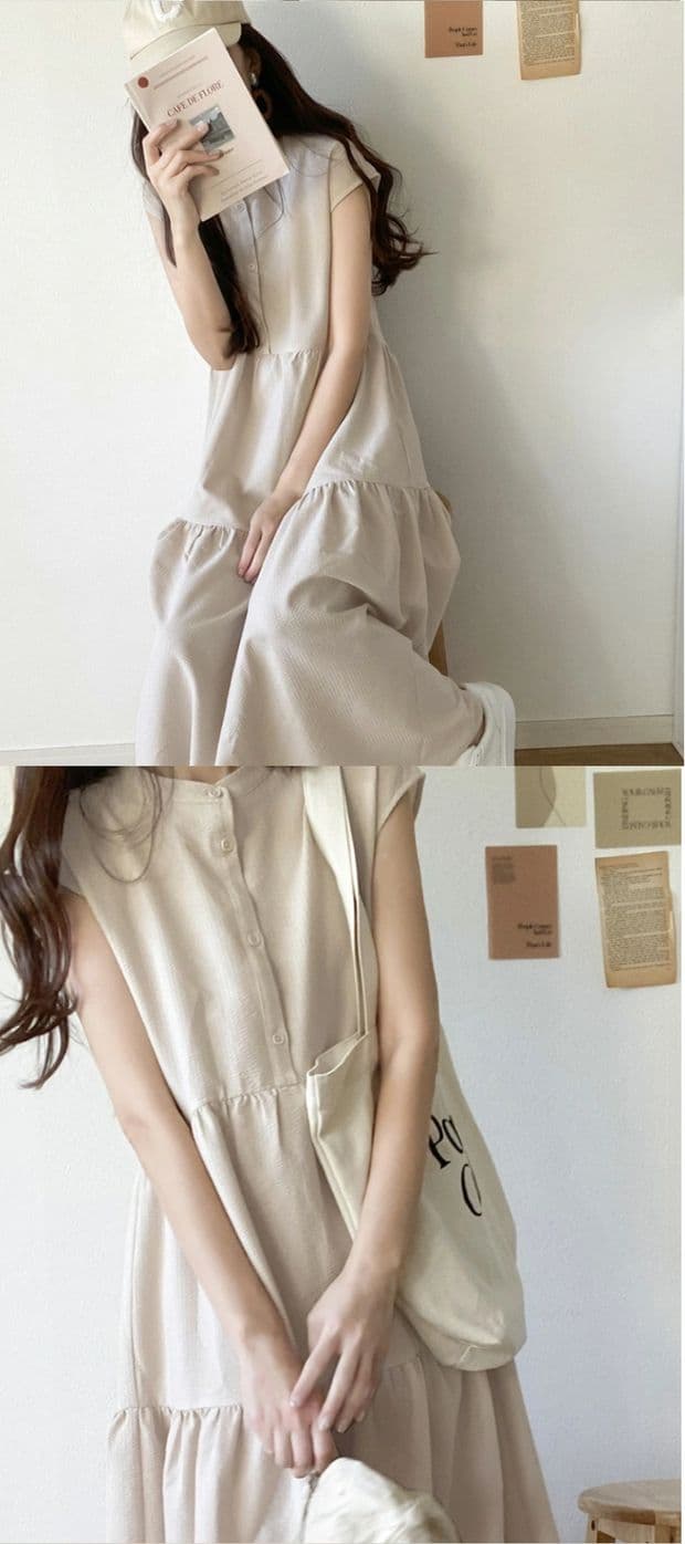 ブルベ夏/ブルベ冬服 爽やか縦縞ティアードワンピース