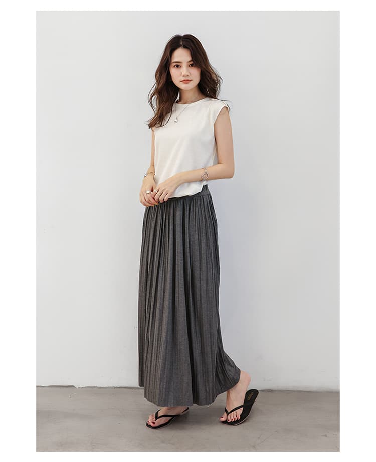 ブルベ夏/ブルベ冬服 優雅な揺れ感 ロングプリーツスカート